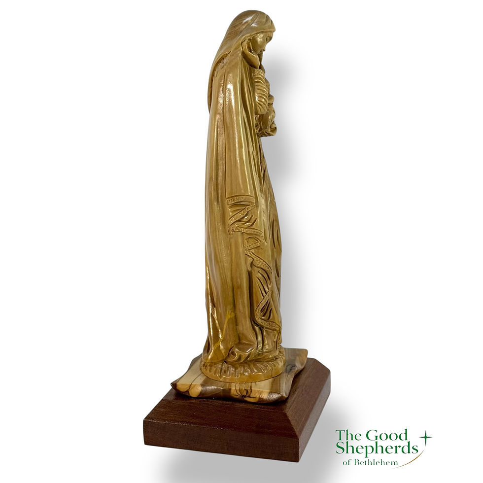 Thumbnail: Modest Madonna & Child Statue - Virgin Mary Holding Baby Jesus