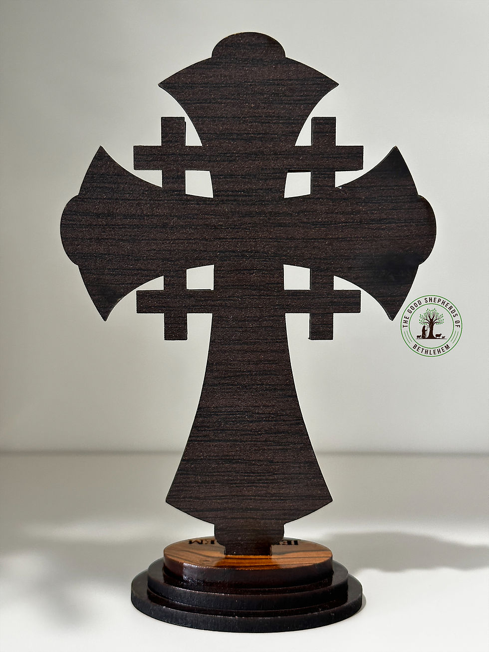 Thumbnail: 6" Olive Wood and Mother of Pearl Standing Crucifix