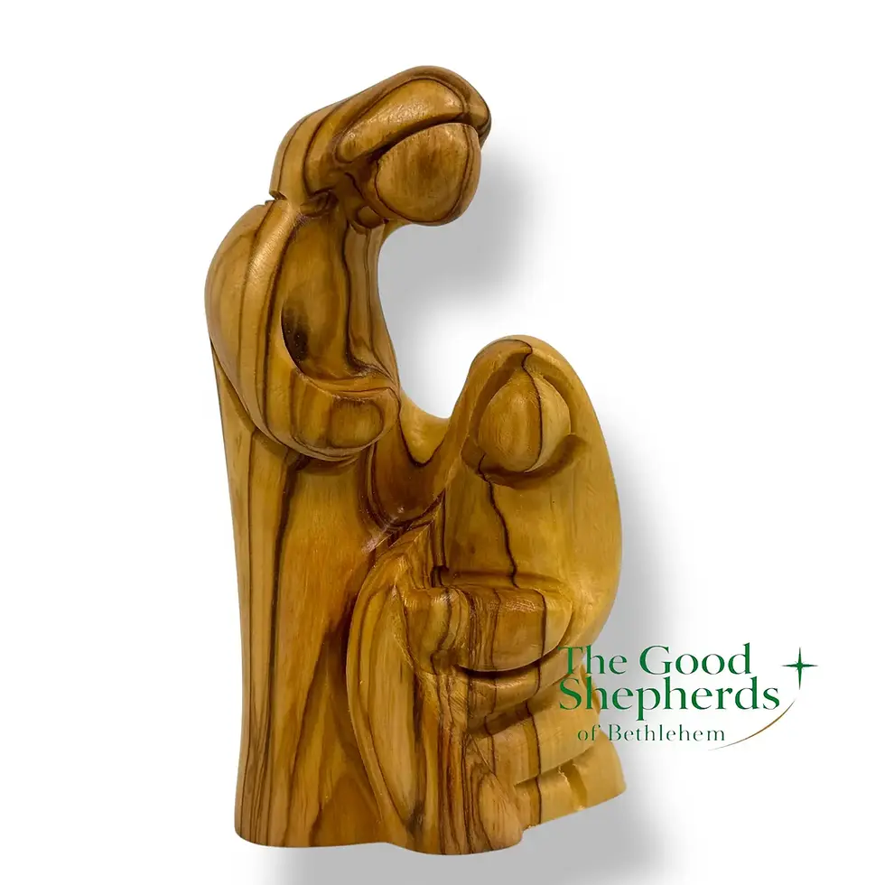 Thumbnail: Olive wood Holy Family, Hand carved Wooden Holy Family