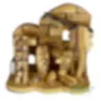 Thumbnail: Olive Wood Nativity Set with Stable | Hand-Carved Holy Family Scene Bethlehem