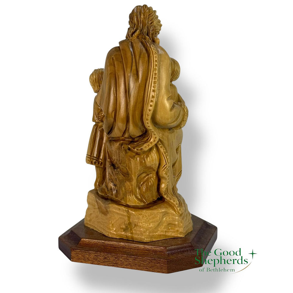 Thumbnail: Handmade Olive Wood Jesus with Children Statue