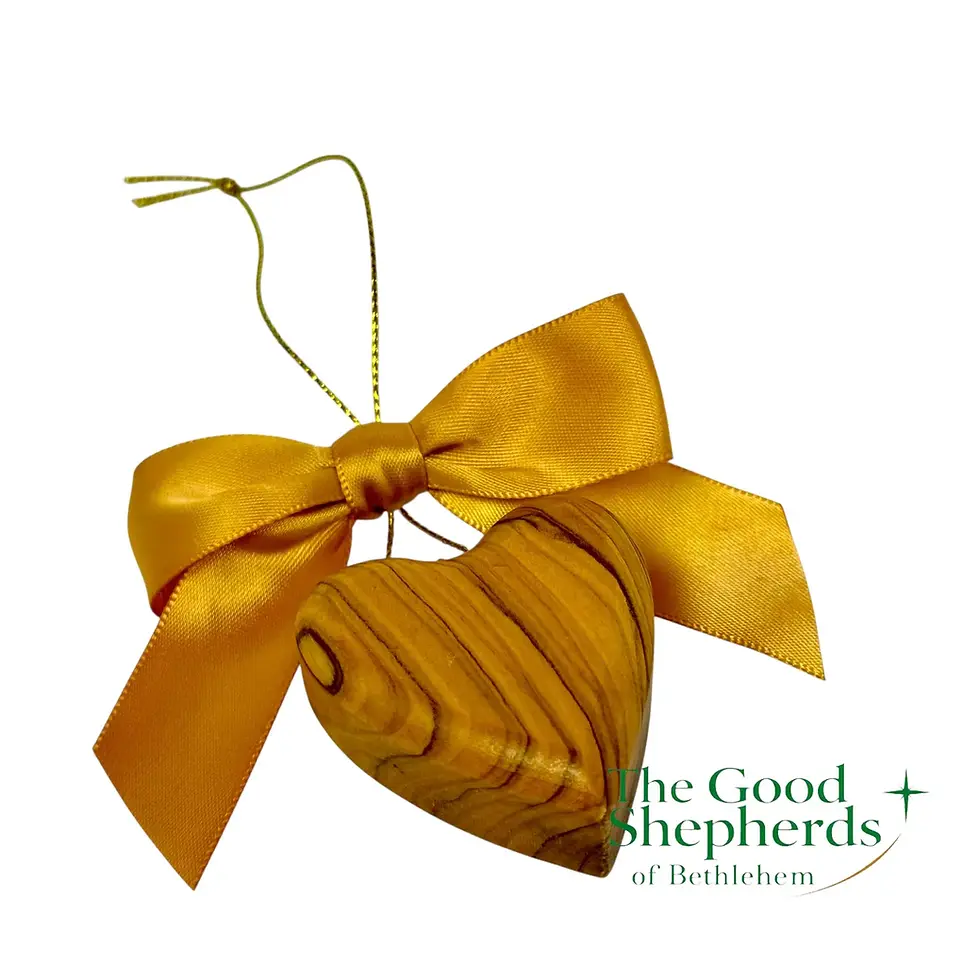 Olive Wood Heart Shaped Christmas Ornament