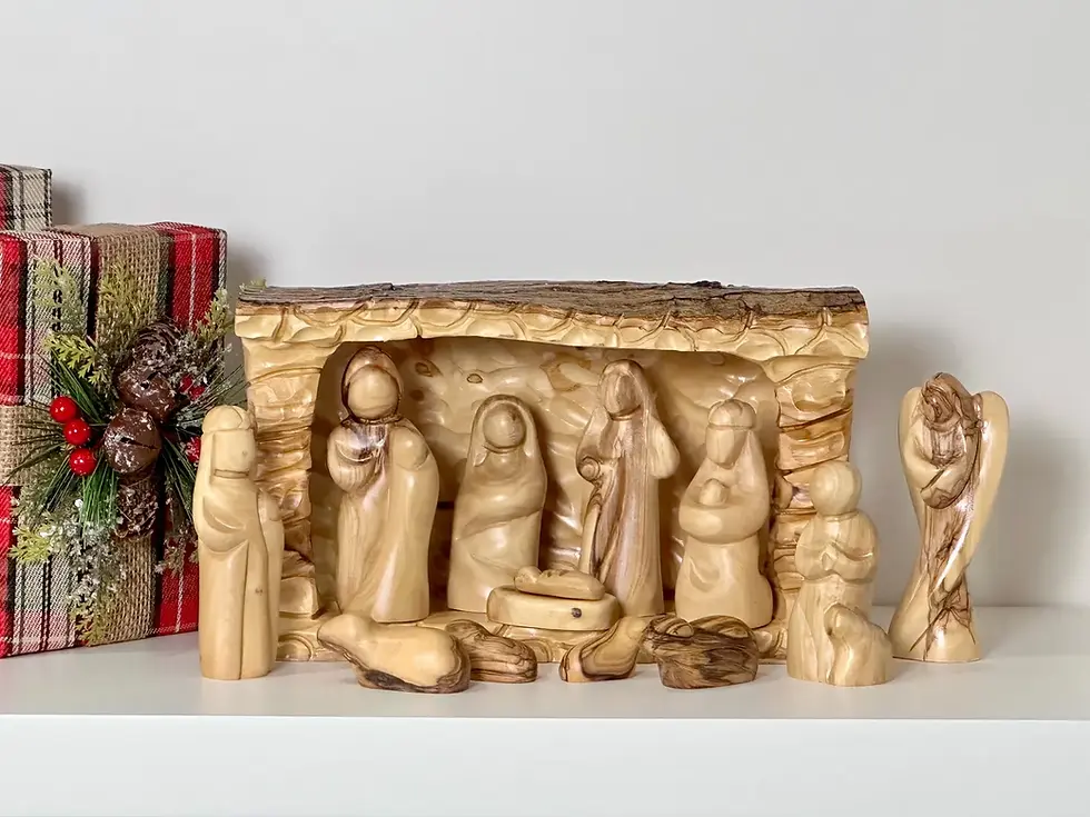 Thumbnail: Olive wood Nativity scene, Olive wood nativity set, Hand carved nativity scene