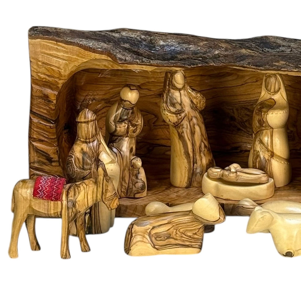 Thumbnail: Extra Large 16" Olive Wood Nativity Scene with Tree Branch Manger