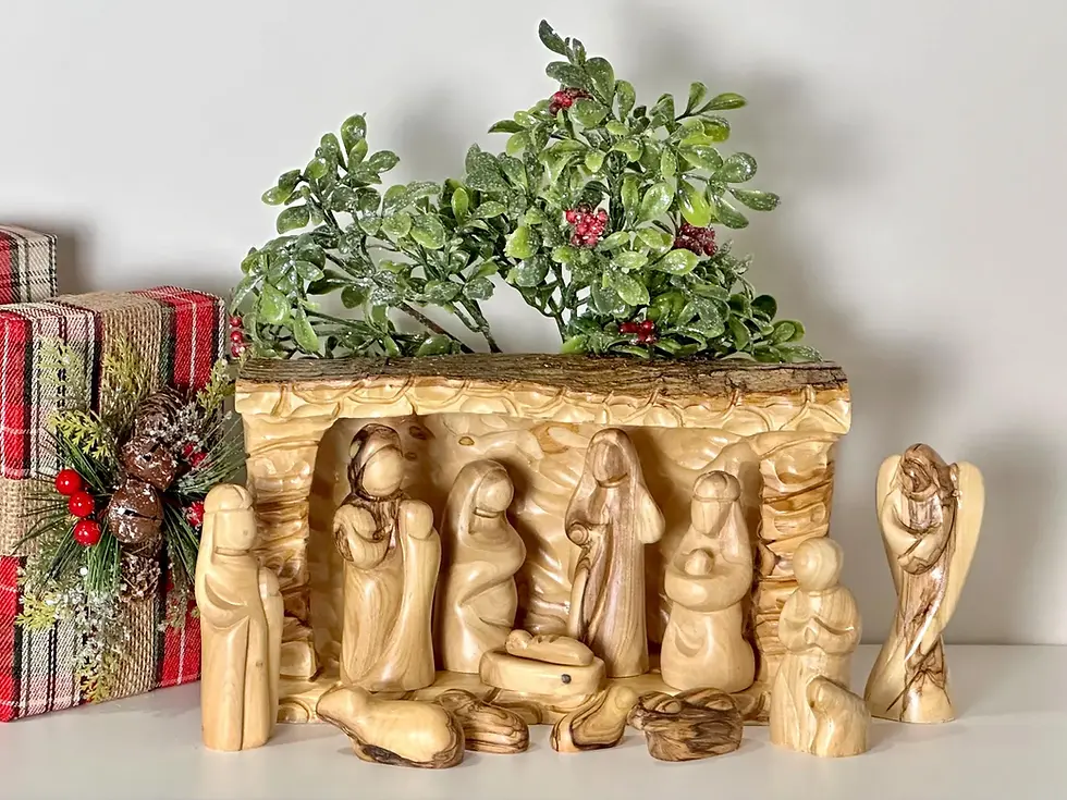 Thumbnail: Olive wood Nativity scene, Olive wood nativity set, Hand carved nativity scene