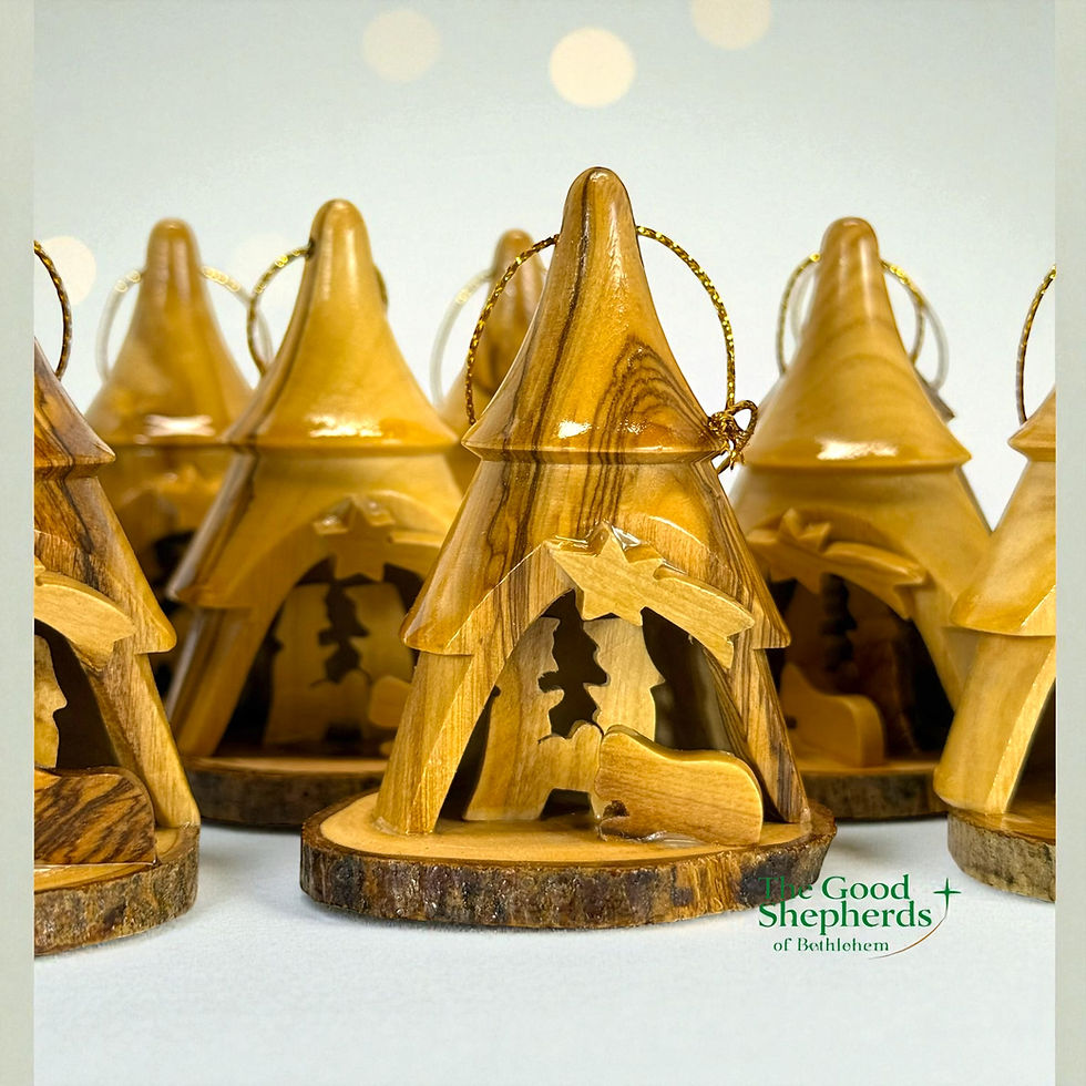 Thumbnail: Nativity Ornament, Olive wood Ornament handmade in The Holy Land