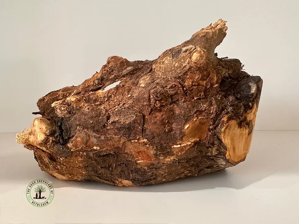 Thumbnail: Small Rustic Holy Land Nativity – Olive Wood Mary, Joseph & Baby Jesus