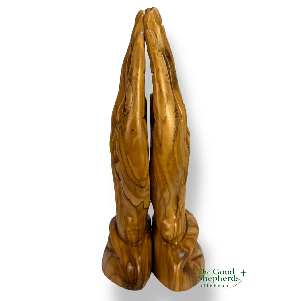 Thumbnail: Large Handmade Olive Wood Praying Hands Statue