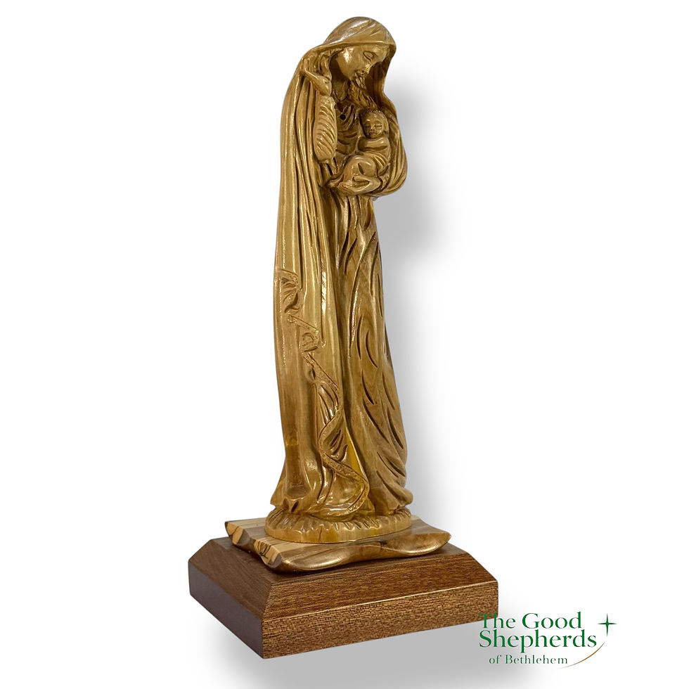 Thumbnail: Modest Madonna & Child Statue - Virgin Mary Holding Baby Jesus