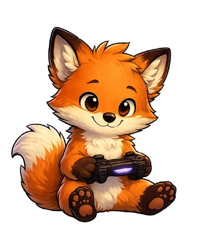 orange fox with gaming controller