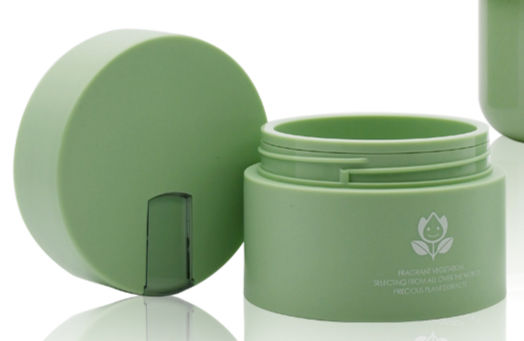 Refillable cosmetic jar, green