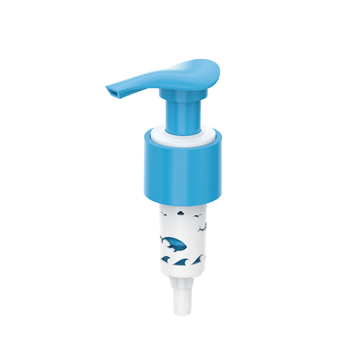 Lotion pump, blue, in mono material