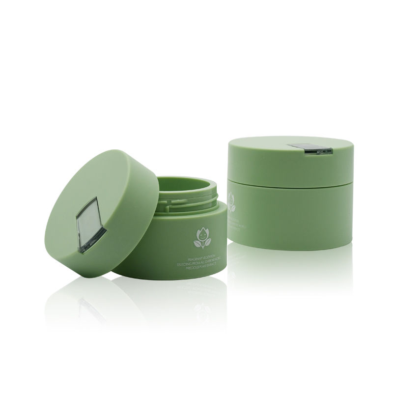 Refillable cosmetic jar, green