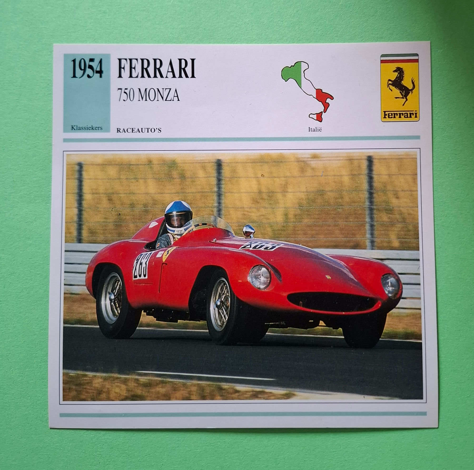 Ferrari 750 Monza, collectors card