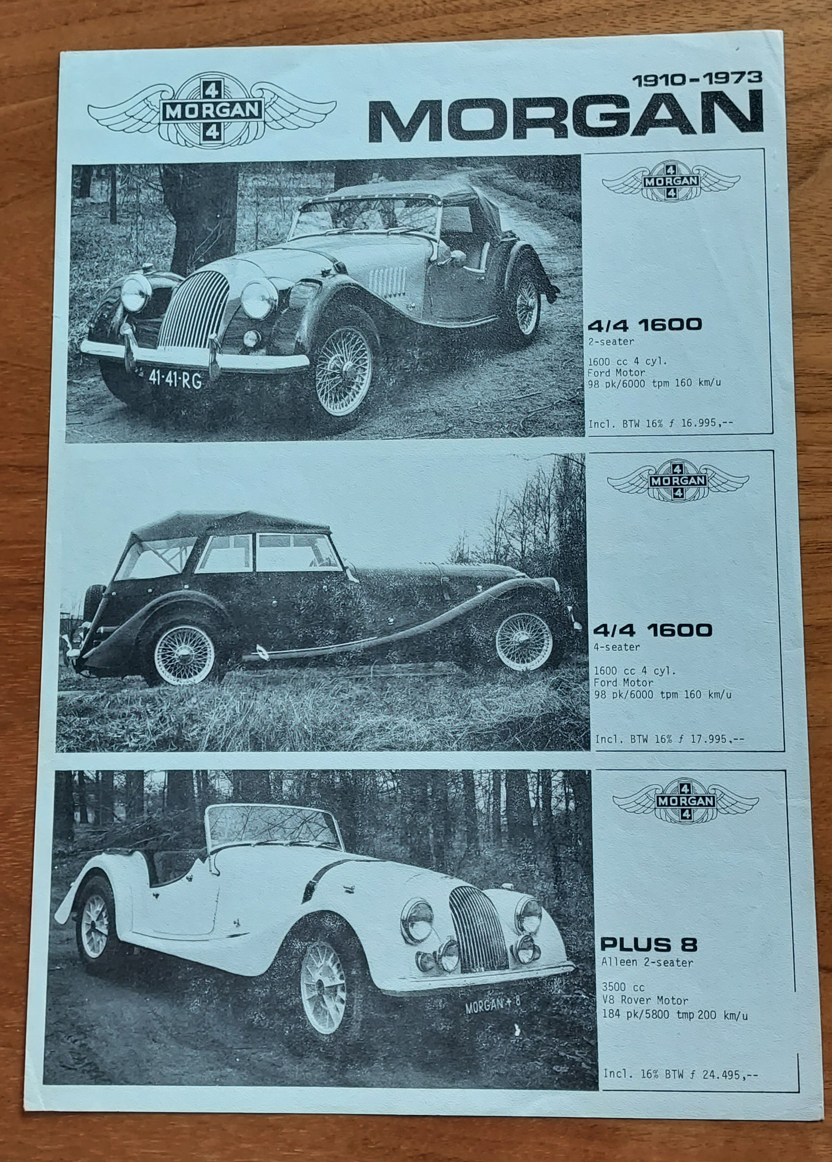 Morgan 1910 - 1973, Dutch Morgan sales brochure
