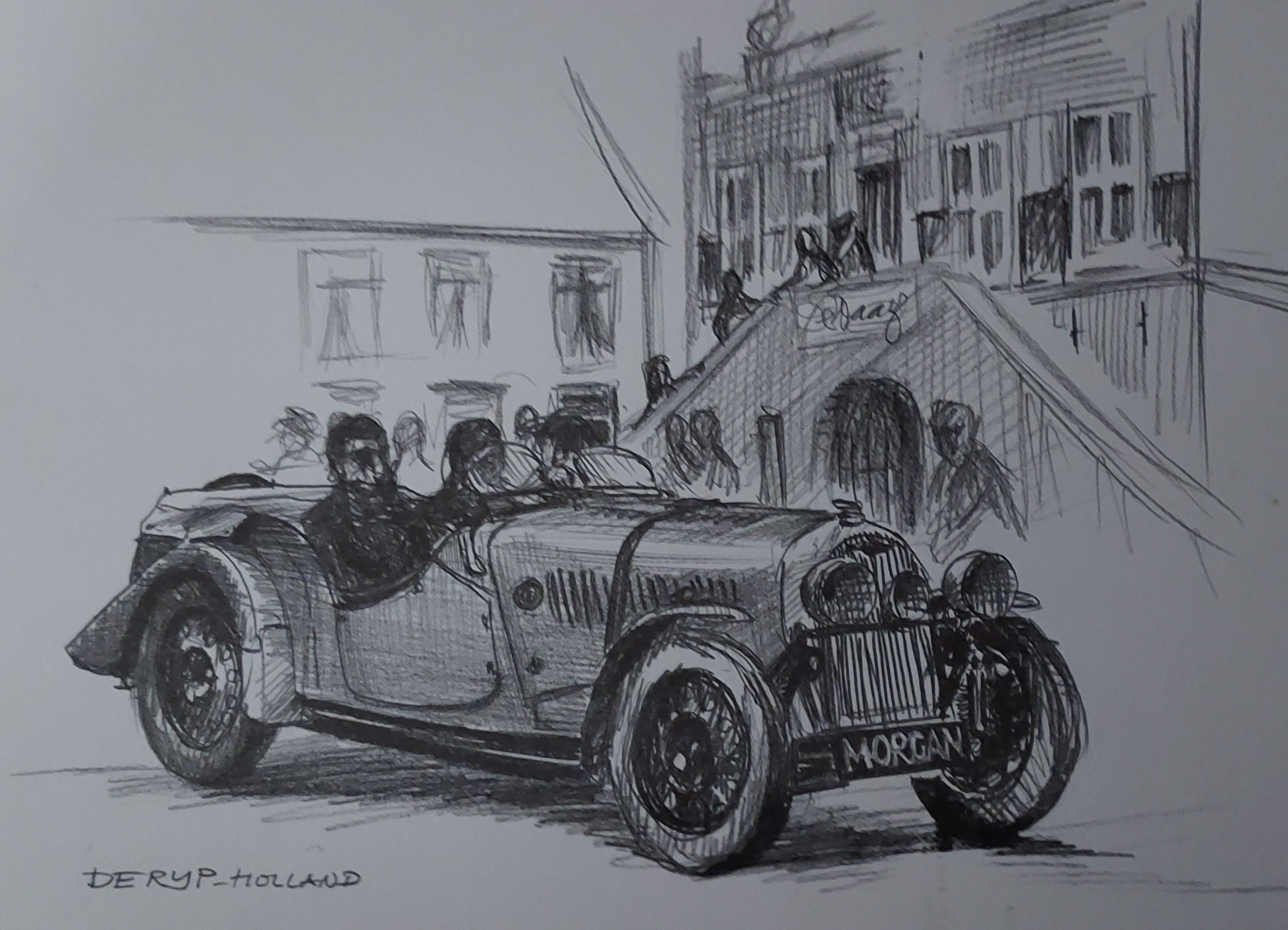 Morgan 4/4 Flat rad in front of town hall De Rijp