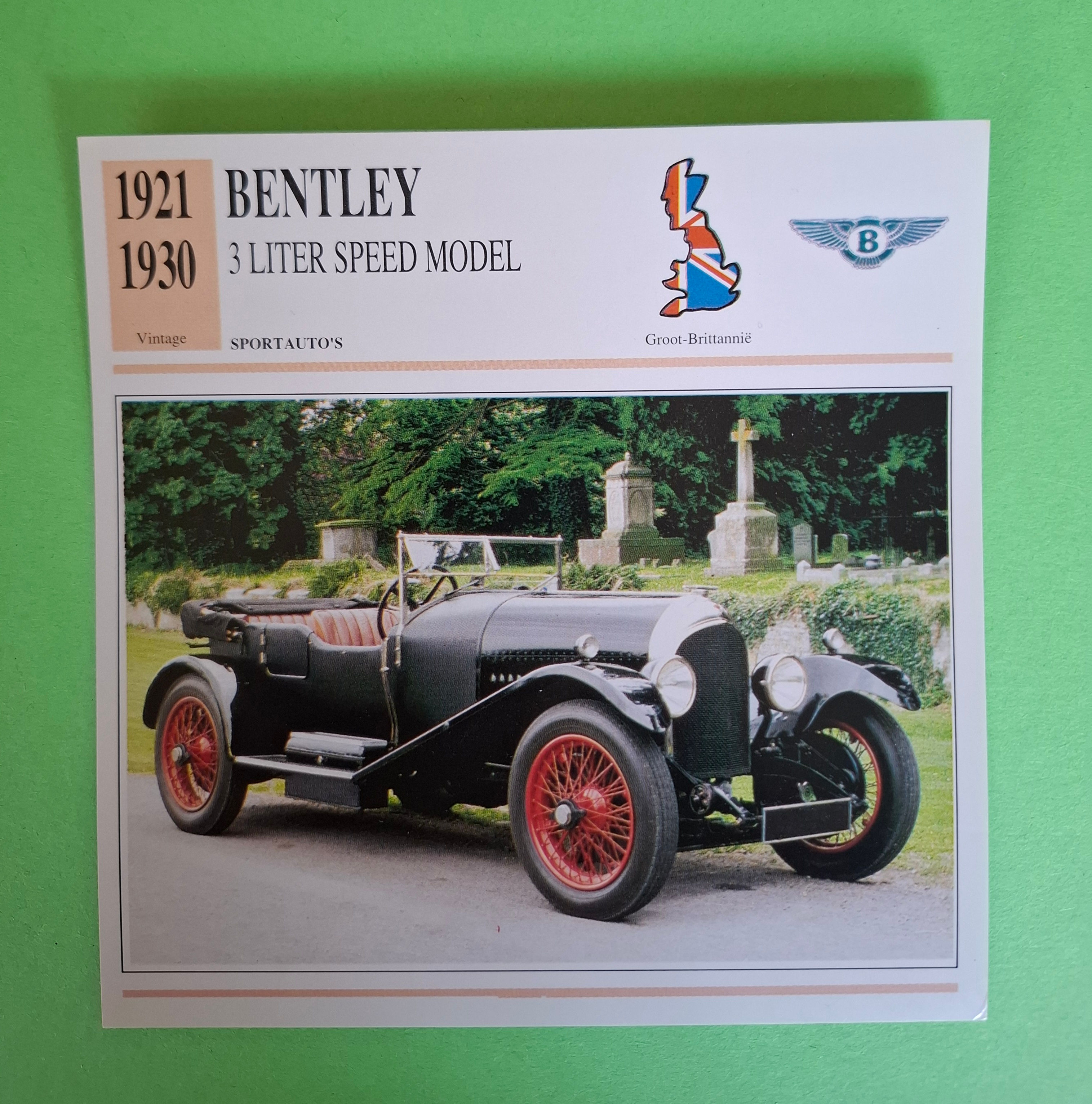Bentley 3-litre 1921, collectors card