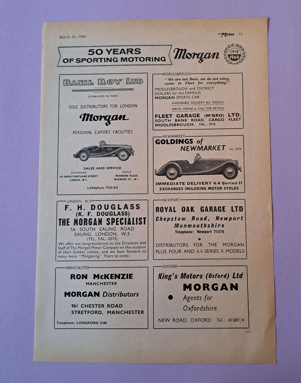 Thumbnail: Morgan agents adverts for Morgan Golden Jubilee