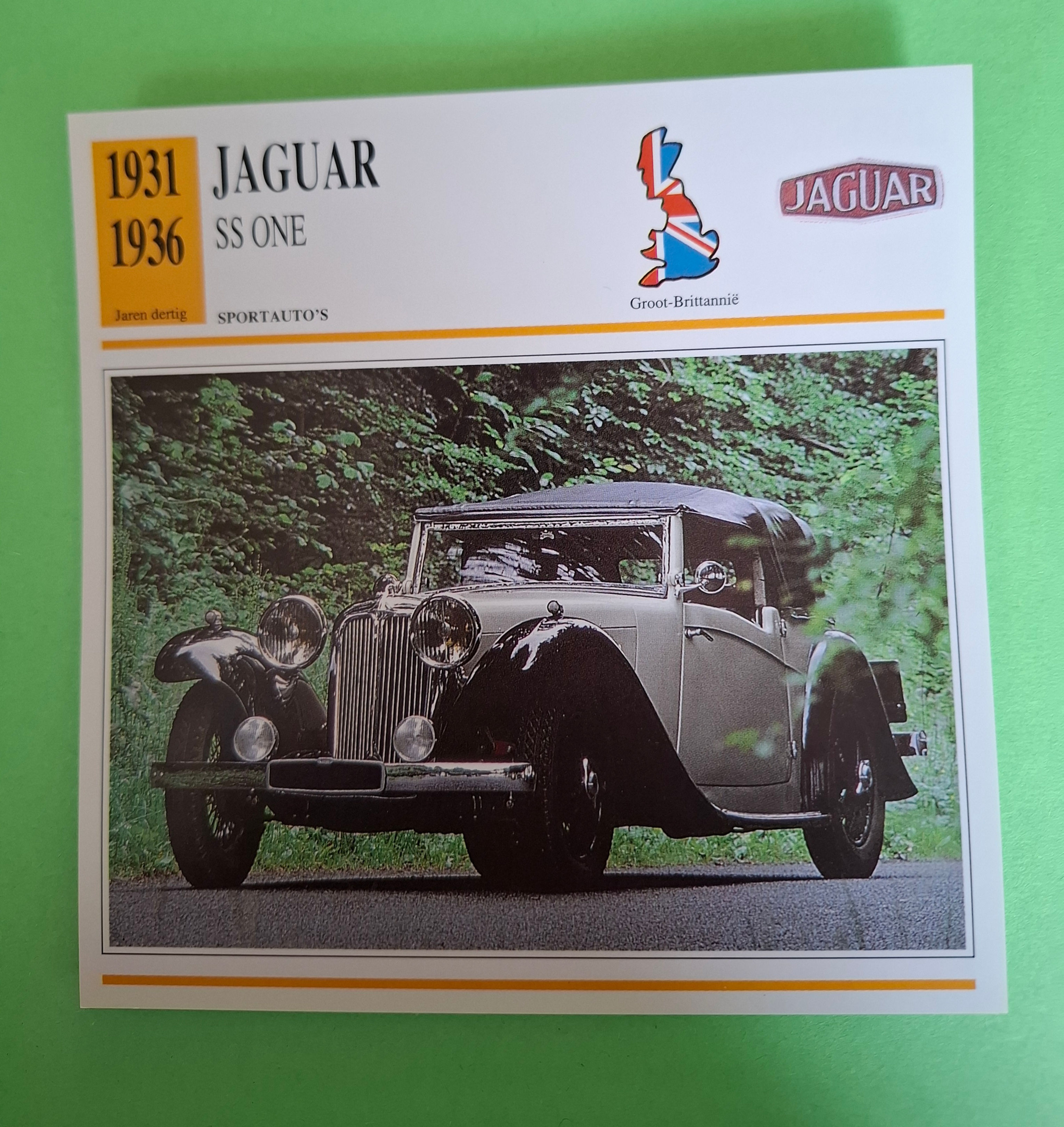 Jaguar SS One, collectors card
