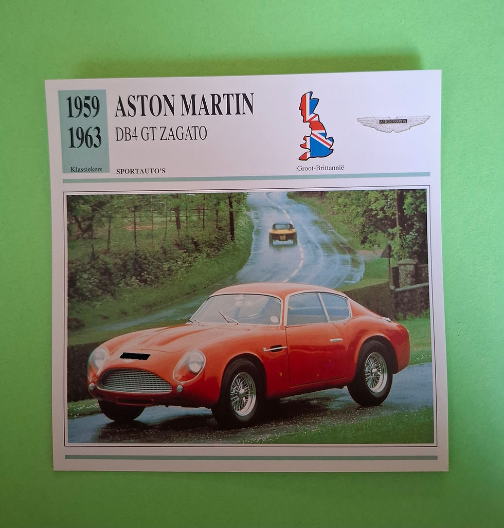 Aston Martin DB4GT Zagato, collectors card