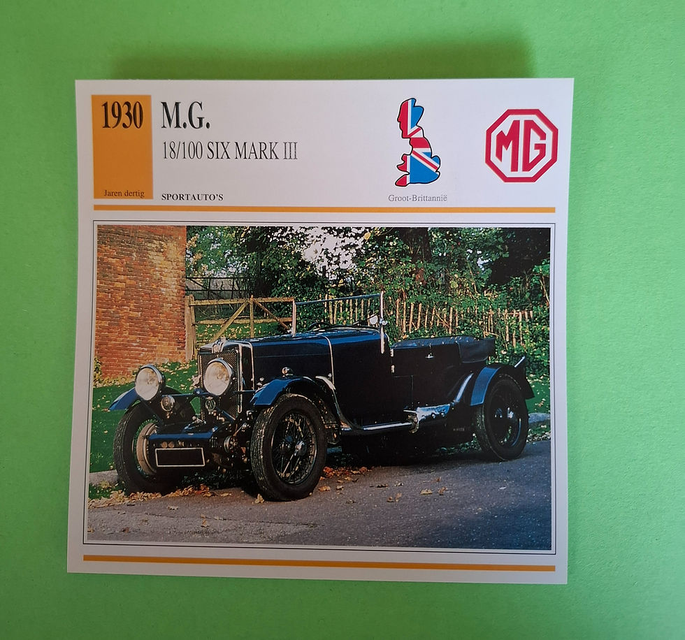 MG 18/100 Six, collectors card