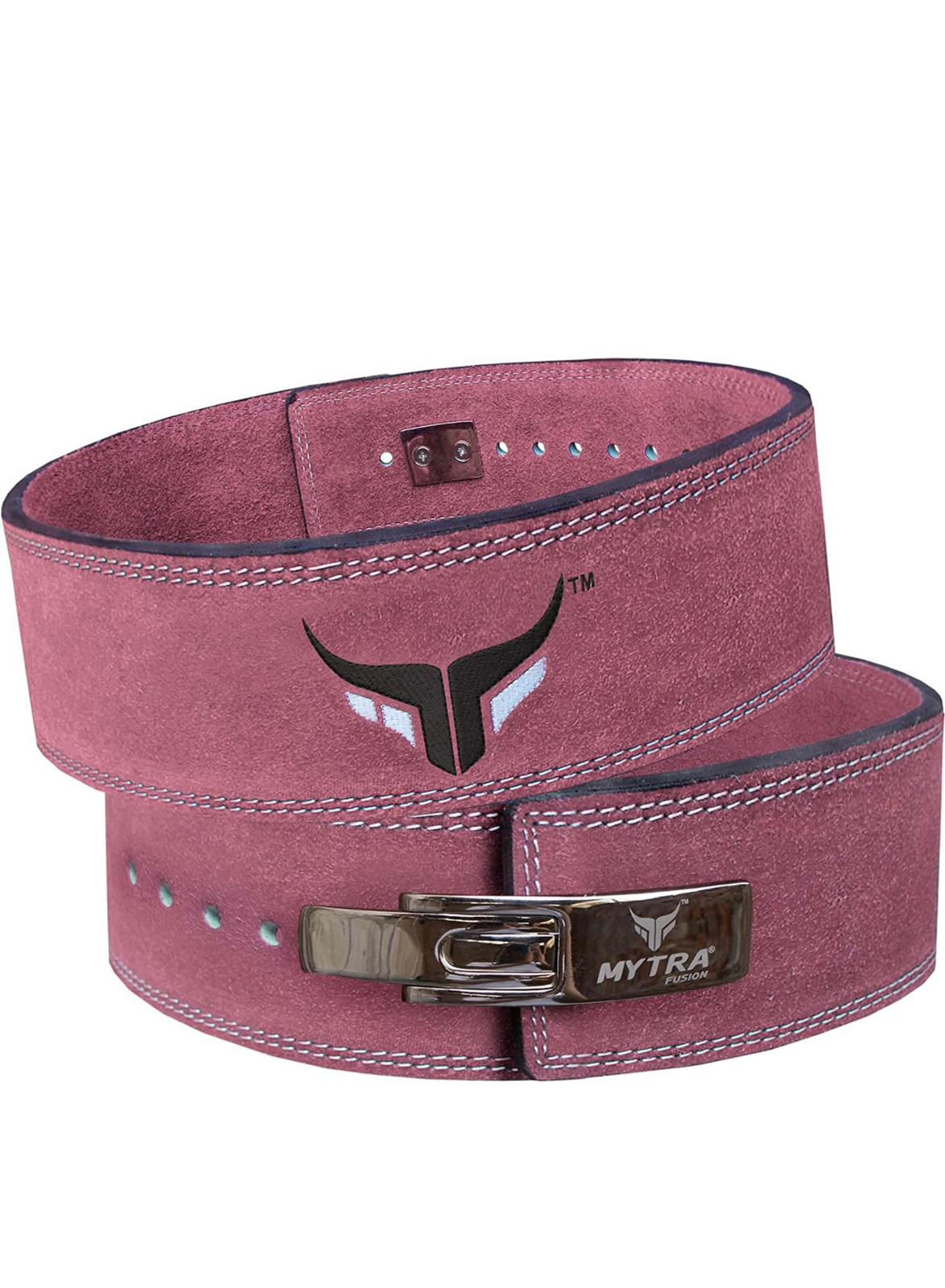 Pink suede weight lifting belt