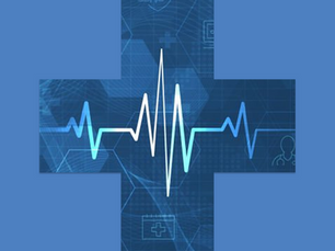 Medical cross with digital pulse line representing the early cancer detection market.