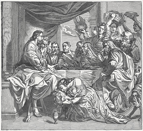 unção em betânia. Maria unge os pés de Jesus