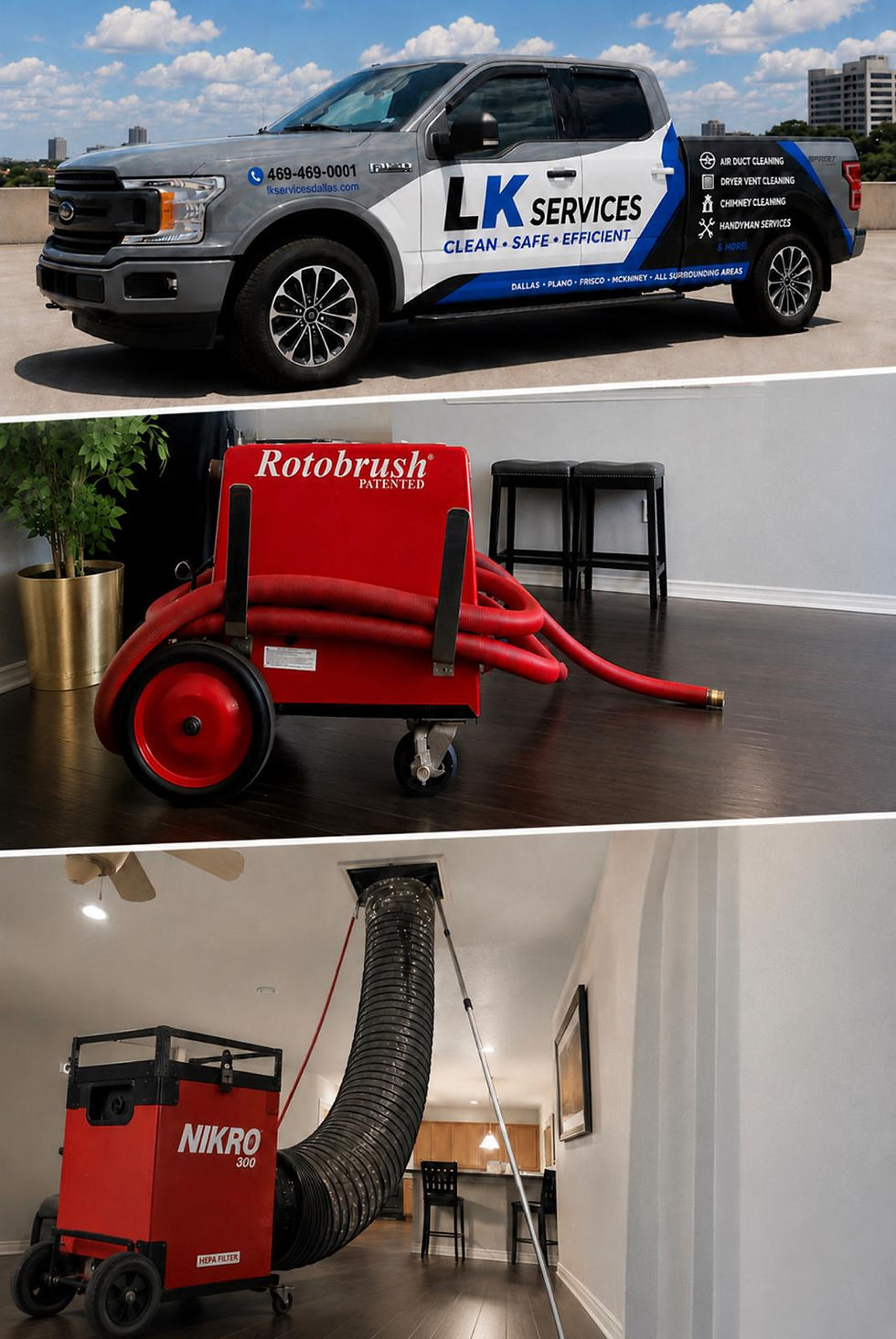 Professional negative air machine used for air duct cleaning in Dallas