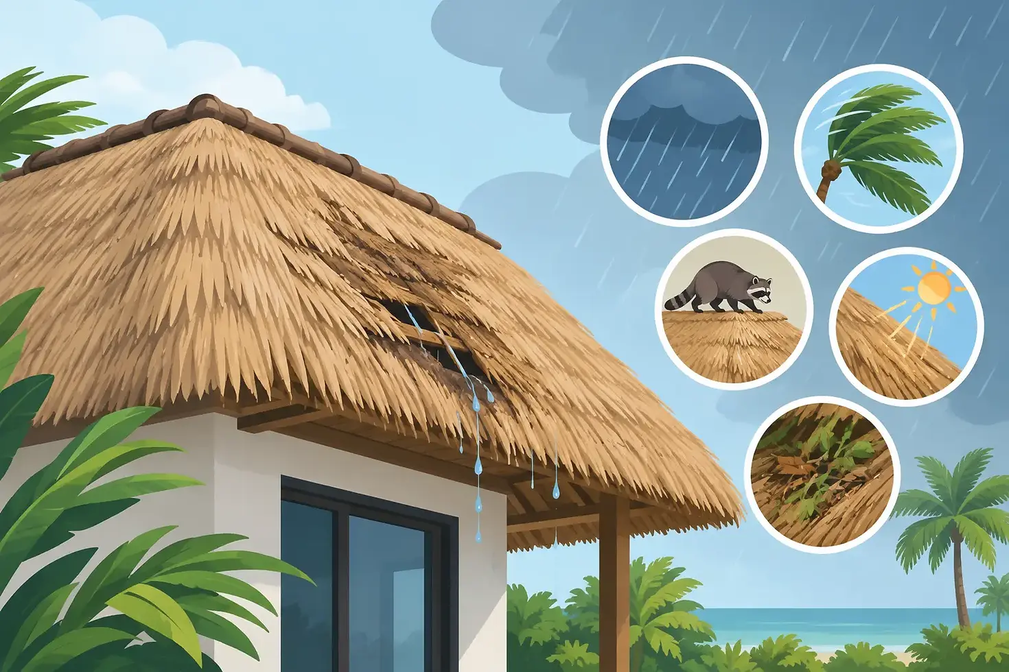 What Causes Thatch Roof Leaks in Florida?