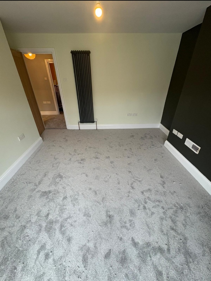 Soft grey carpet in master bedroom