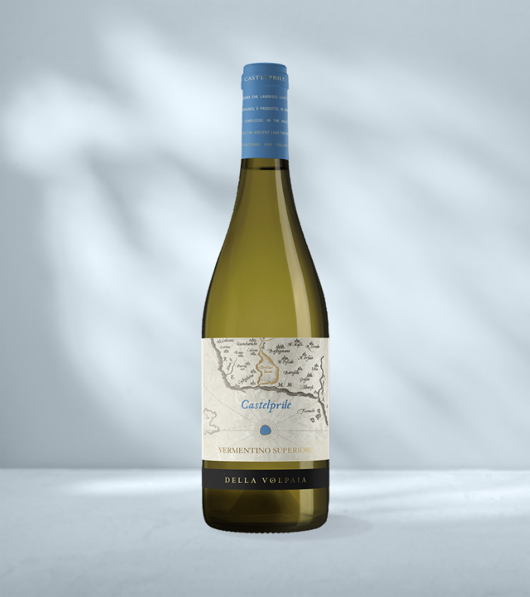 Bottle of Castelprile Vermentino Maremma Toscana Bianco Riserva DOC white wine from Tuscany, Italy