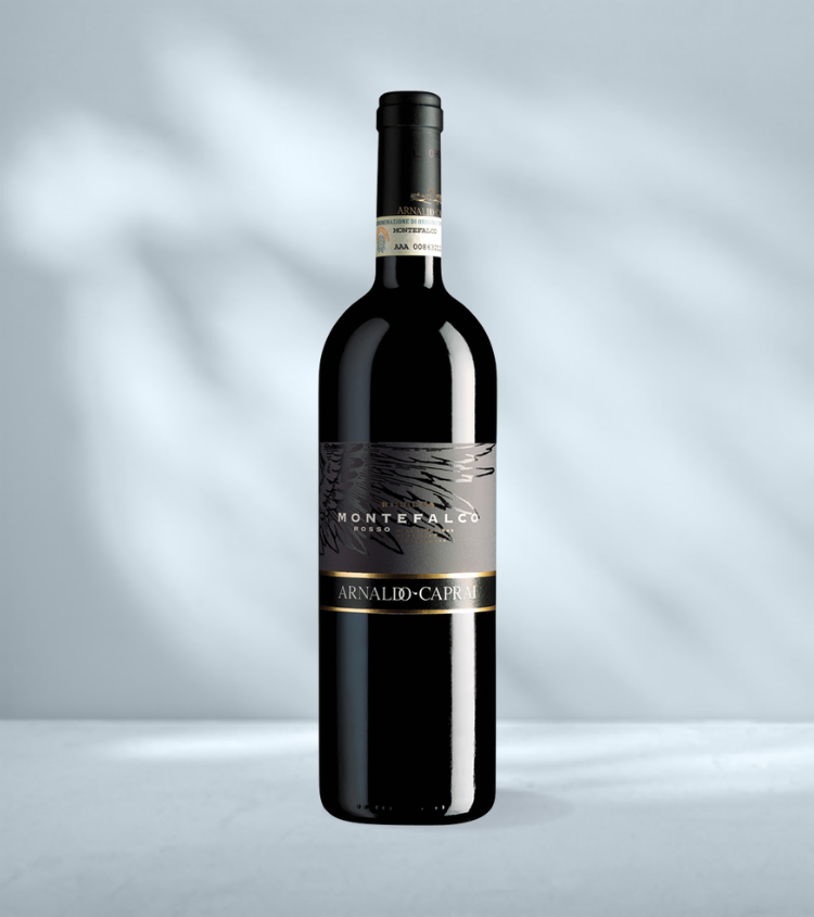 Bottle of Arnaldo Caprai 2019 Montefalco Rosso Riserva DOC red wine from Umbria, Italy
