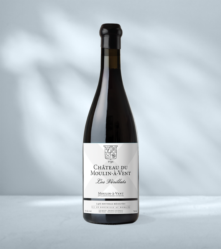 Bottle of Château du Moulin-à-Vent Les Vérillats 2021 Gamay red wine from Beaujolais, France
