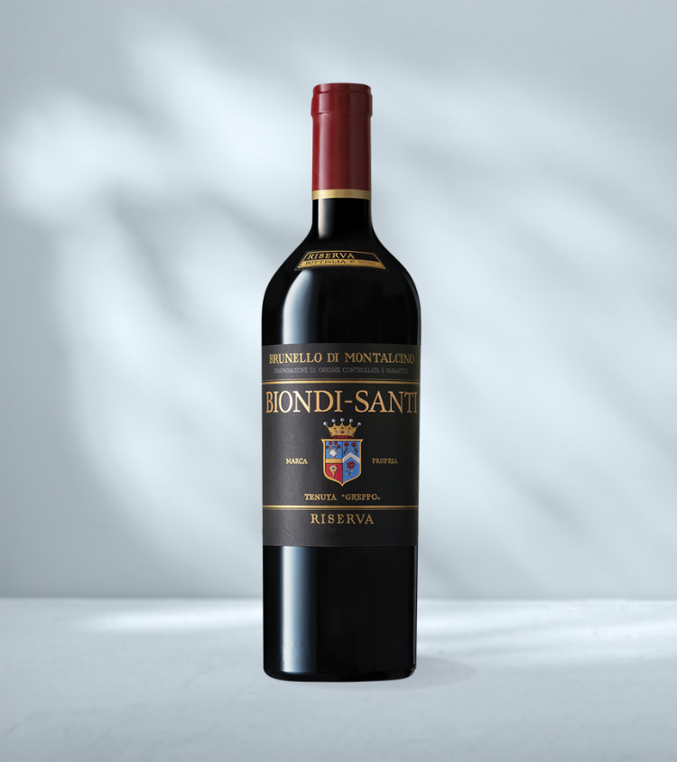 Bottle of Biondi-Santi 2010 Brunello di Montalcino DOCG Riserva Italian red wine