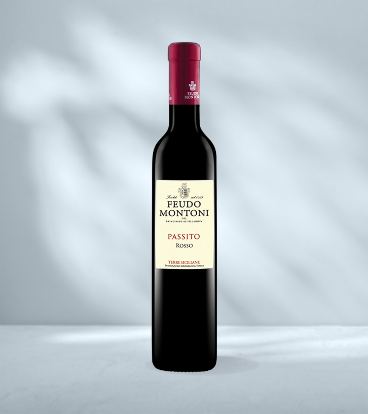 Half bottle of Feudo Montoni Passito Rosso Terre Siciliane IGT sweet red wine