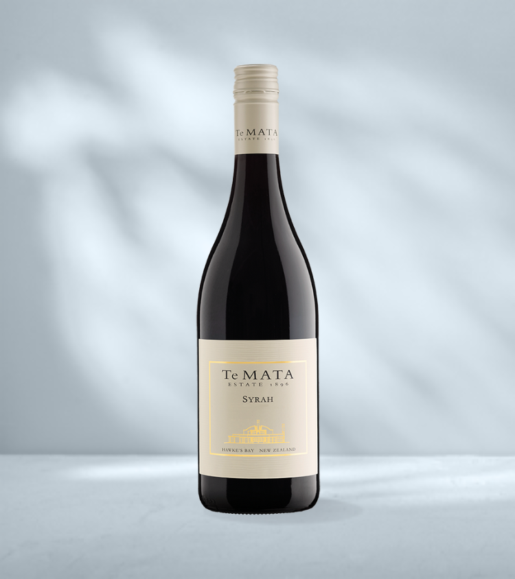 Bottle of Te Mata Estate Syrah red wine from Hawke’s Bay, New Zealand