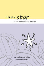 Image of a book cover with a yellow and purple background with a white star and a line drawing of clouds and a rainbow