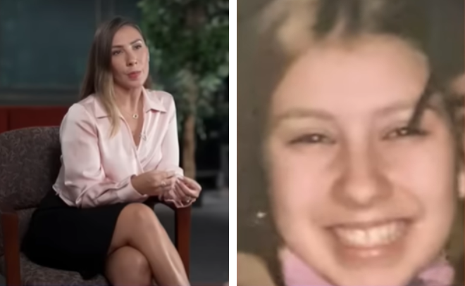 Marina Lacerda, brasileira sobrevivente do Caso Epstein e que foi aliciada aos 14 anos por uma amiga (Reprodução: GMA)