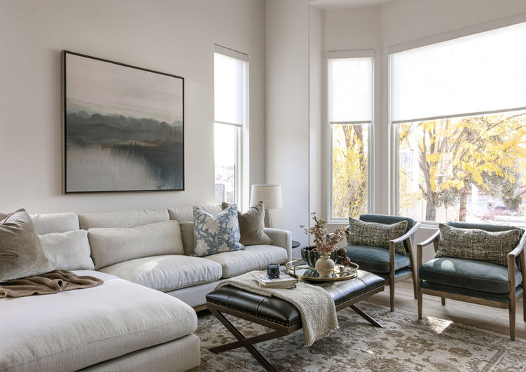 Front living room of a home in transitional interior design