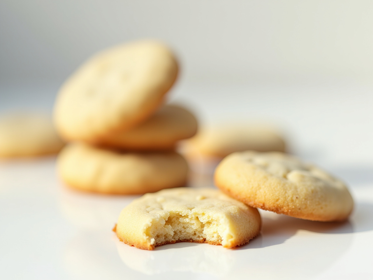 Stacked sugar cookies with bite taken out