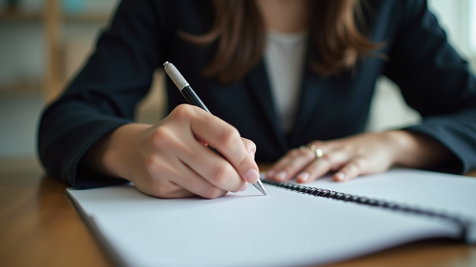 High angle view of a tutor reviewing a student's written work