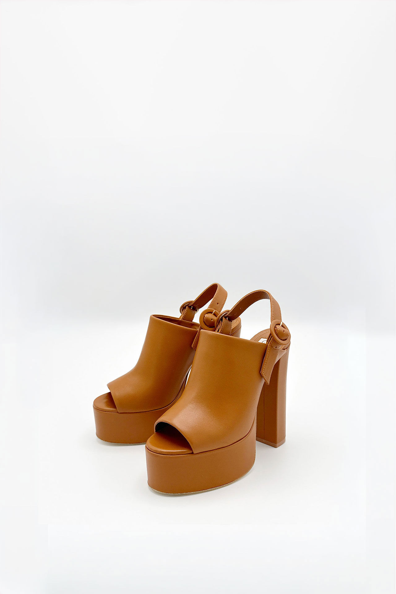 brown high heels platform shoes, handcrafted