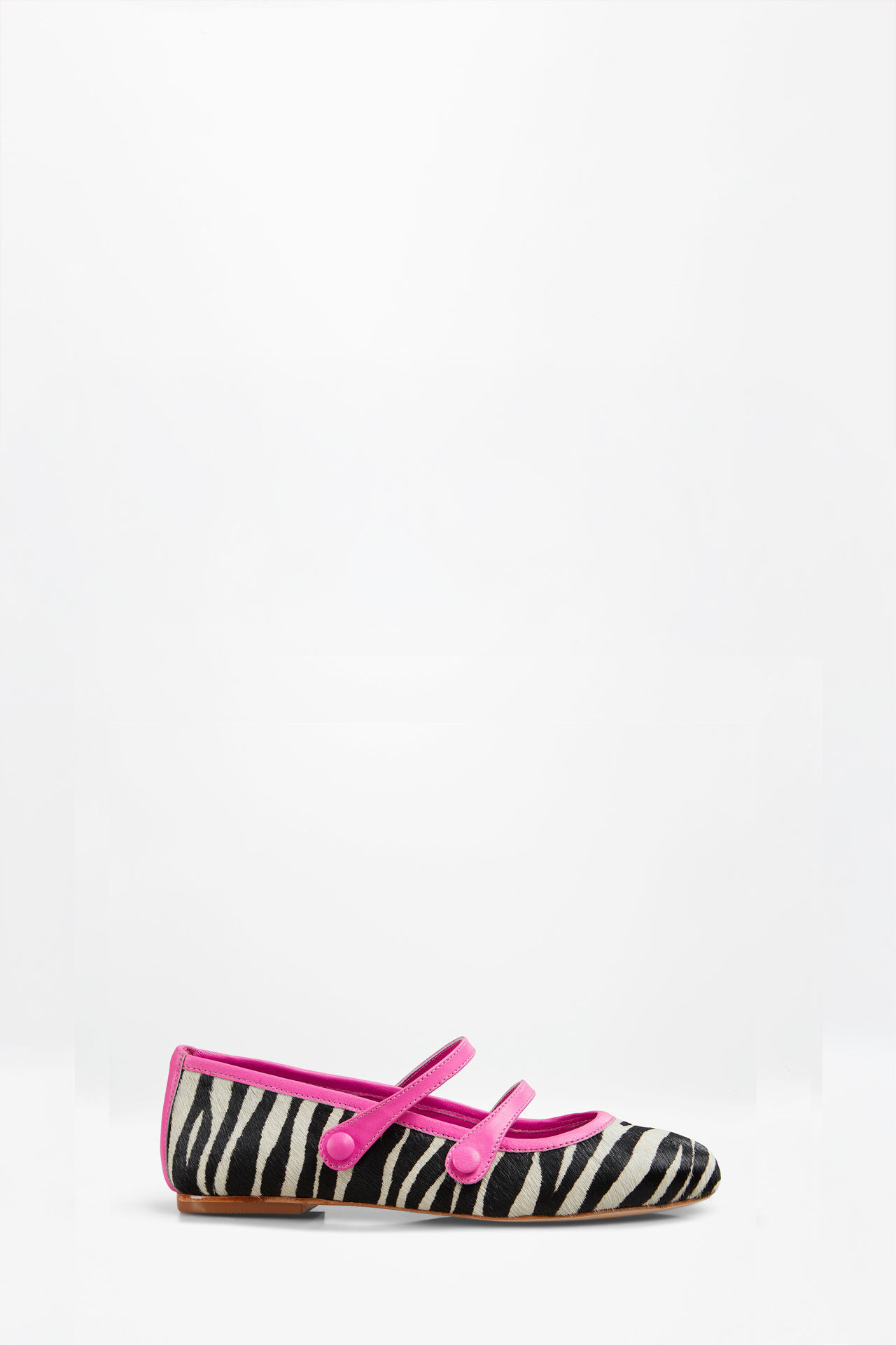 designer flats shoes in zebra and pink