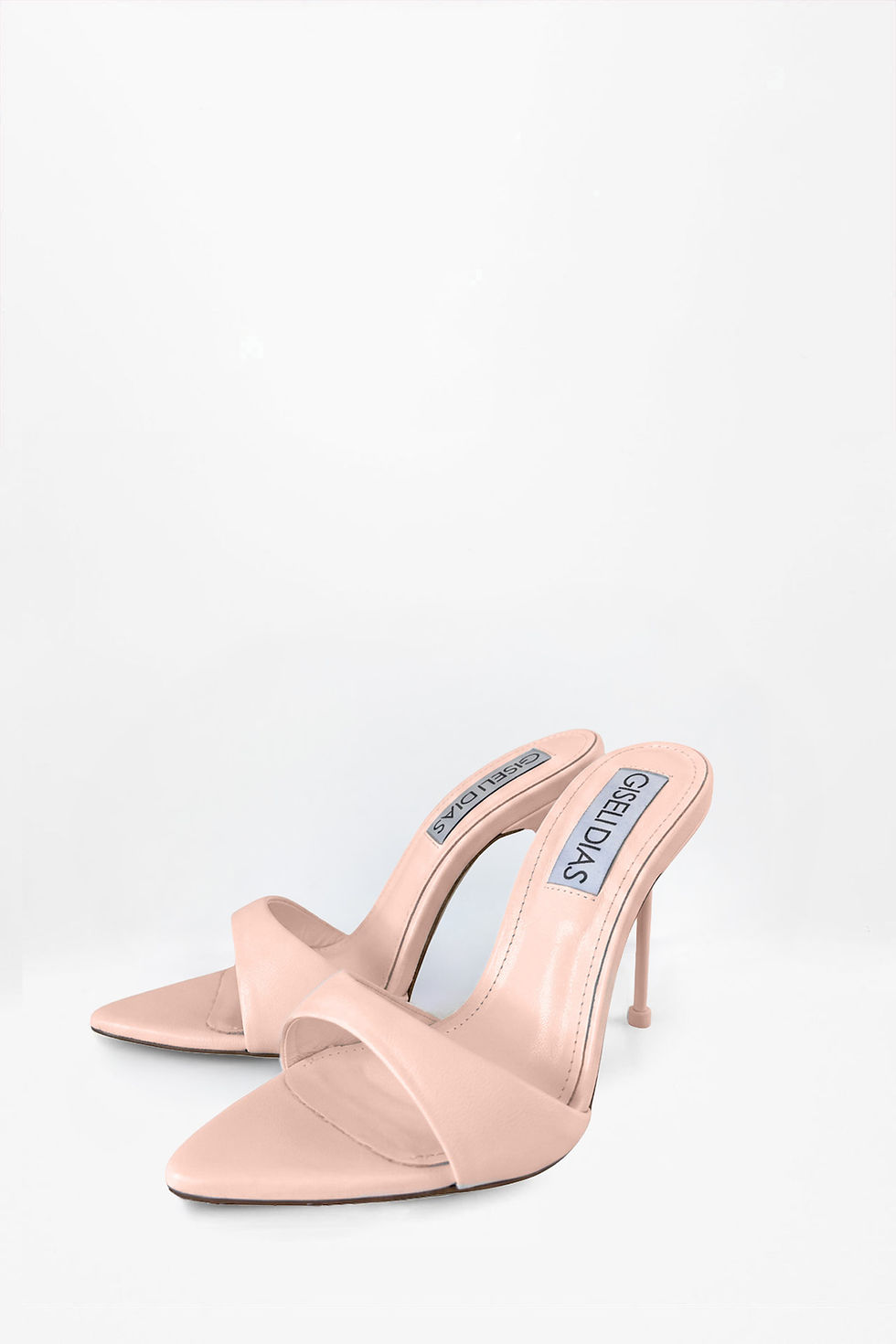 Side view of Naomi Pink minimalist leather mule sandals