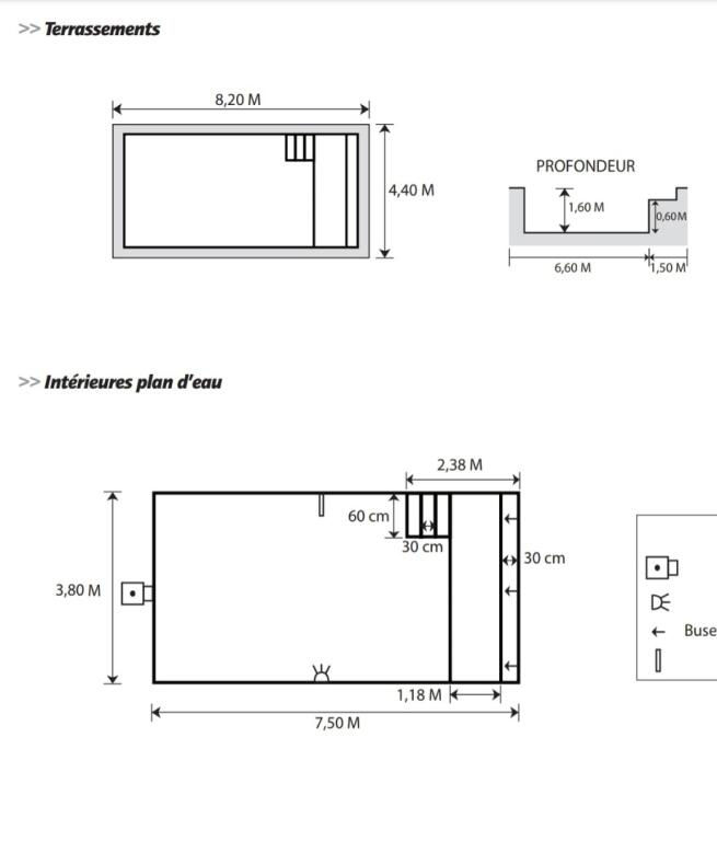 Miniature : Piscine Fond Plat "NUMEA" - 7.50m x 3.80 m x 1.50 m