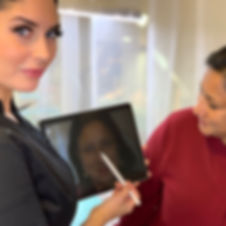 Ivonne Sanchez demonstrates high-tech brow to Kanata client.