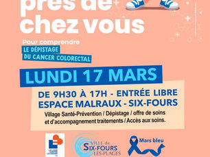 La MSP 6FourSanté s’associe à la Ville de Six-Fours-les-Plages pour la grande journée de sensibilisation du Côlon Tour 2025 le lundi 17 mars de 9h30 à 17h à l’Espace Malraux