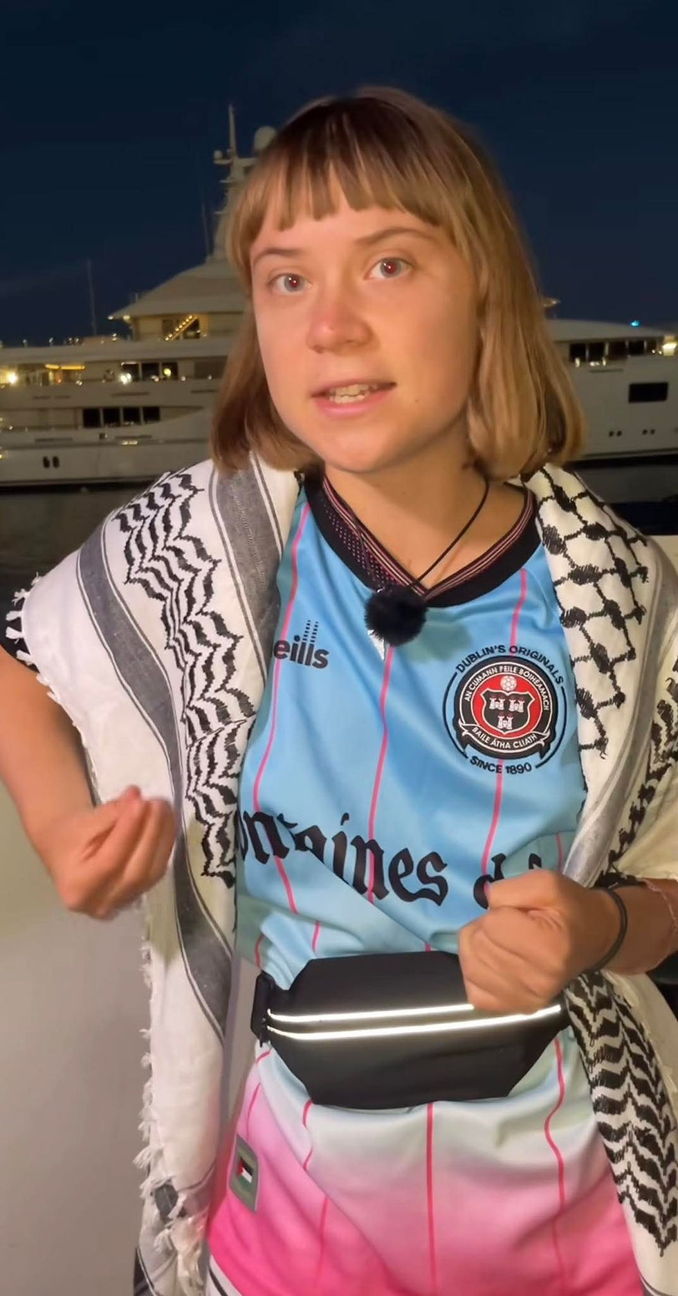 Simbolo e portavoce simbolico della Global Sumud Flottiglia è l' attivista ambientalista Greta Thunberg