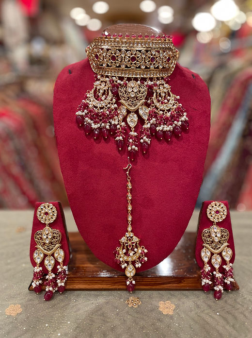 Burgundy Necklace Set KH anjees bridal